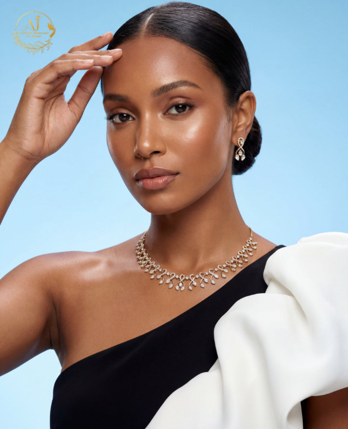 Premium diamond finish bridal necklace product code D85