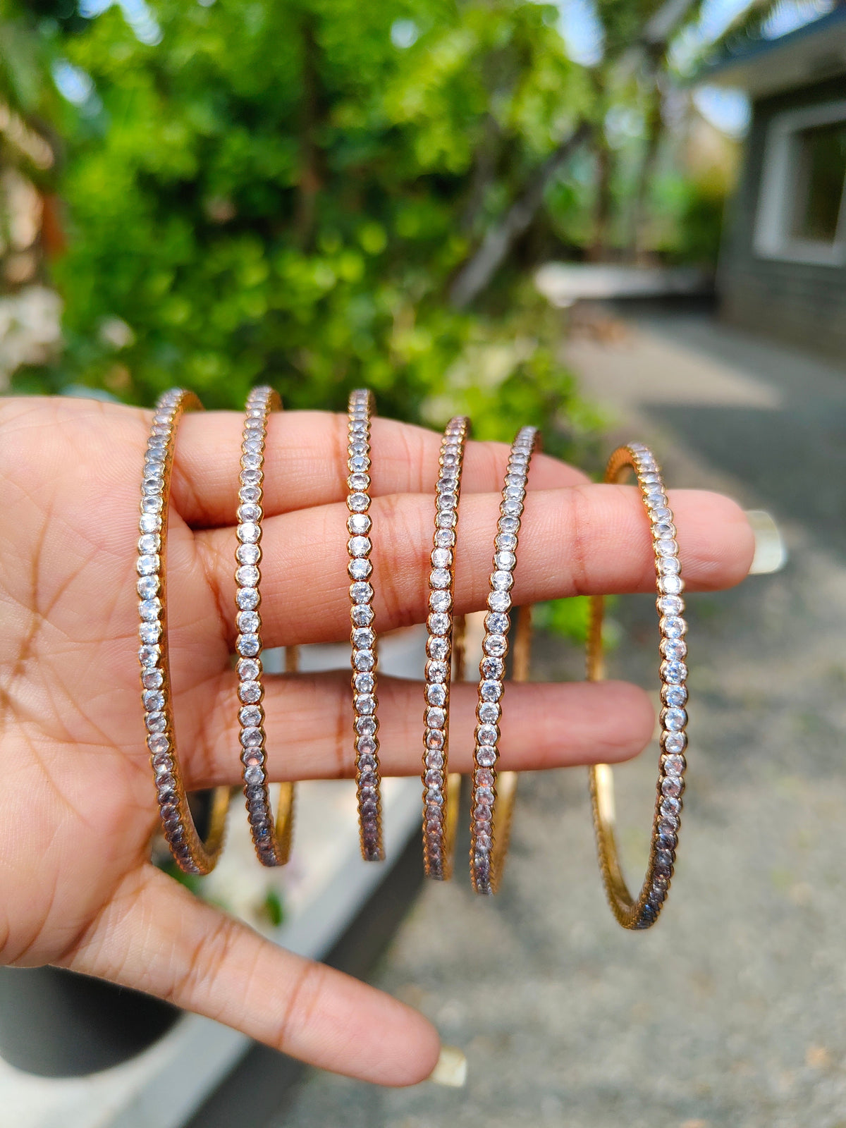 Premium gold plated daily wear ad stone bangle (single ) product code B109