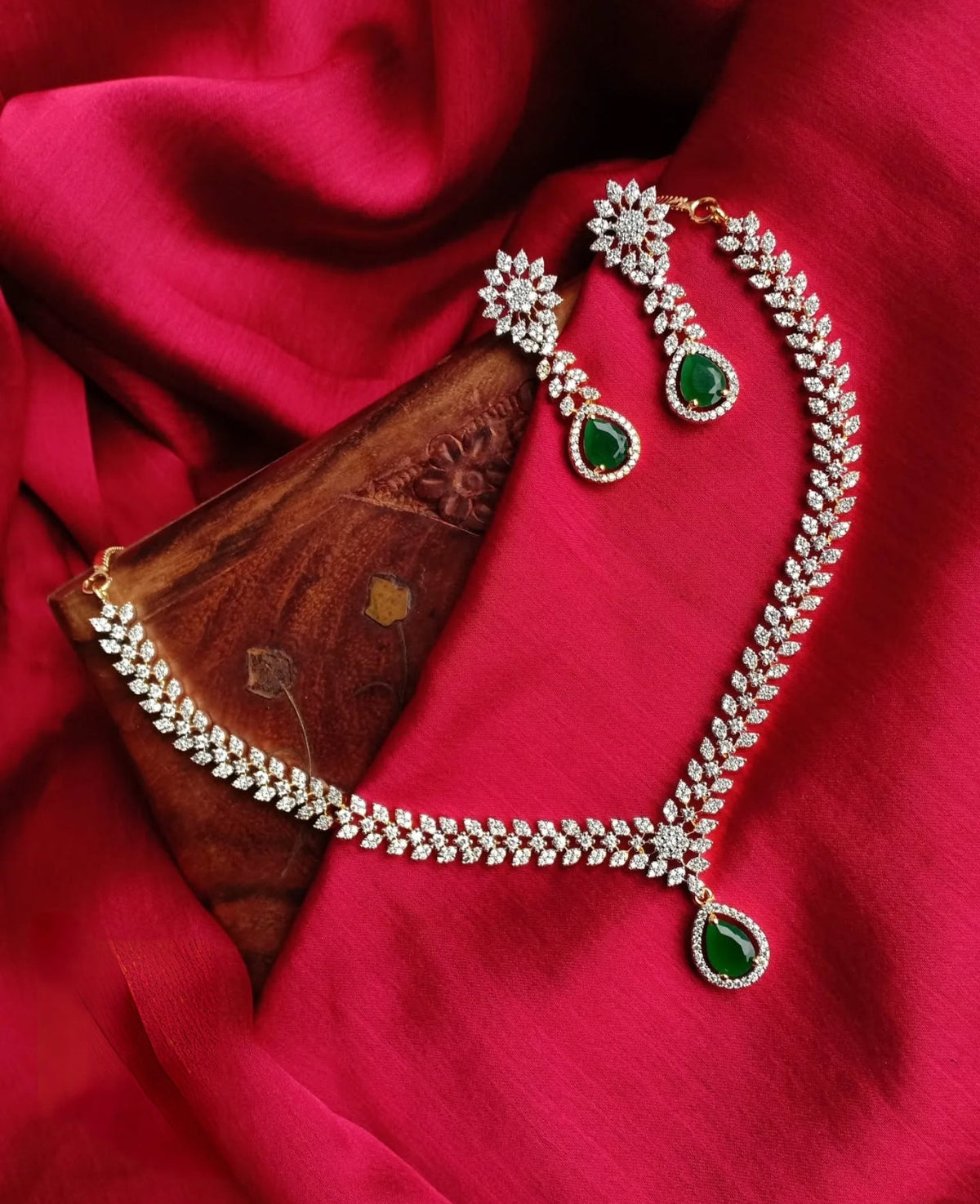 Premium diamond finish bridal necklace product code D41